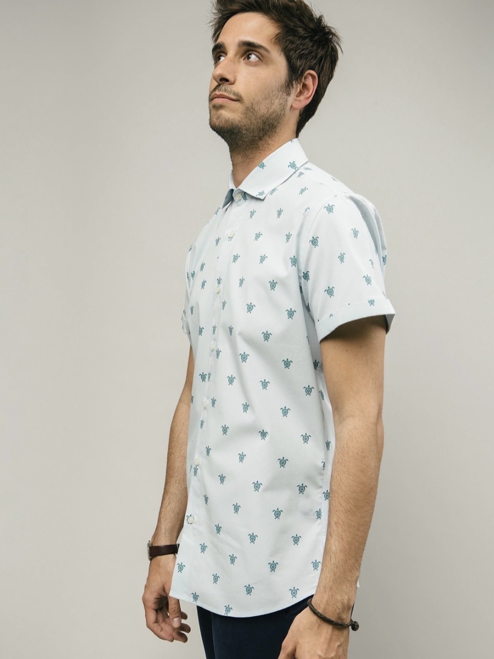 Brava Fabrics Sea Turtle Print Button Down Shirt cotton XXL Short Cuffed Sleeve